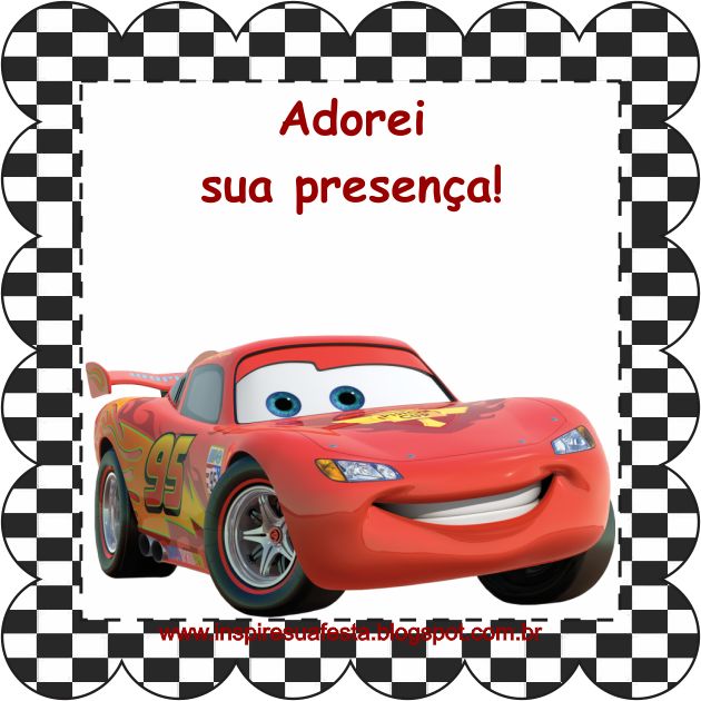 Topo de Bolo Topper Tags Carros Disney Relâmpago McQueen