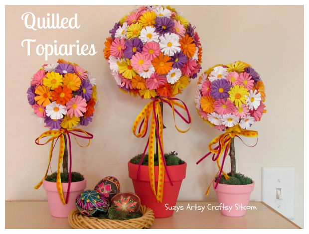 Como fazer Topiarias de flores de cartolina coloridas – PAP