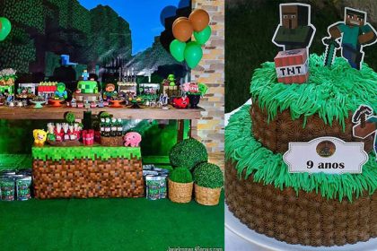 Topo de bolo Minecraft para imprimir  Festa de aniversário minecraft,  Decorações de festa minecraft, Festa infantil minecraft