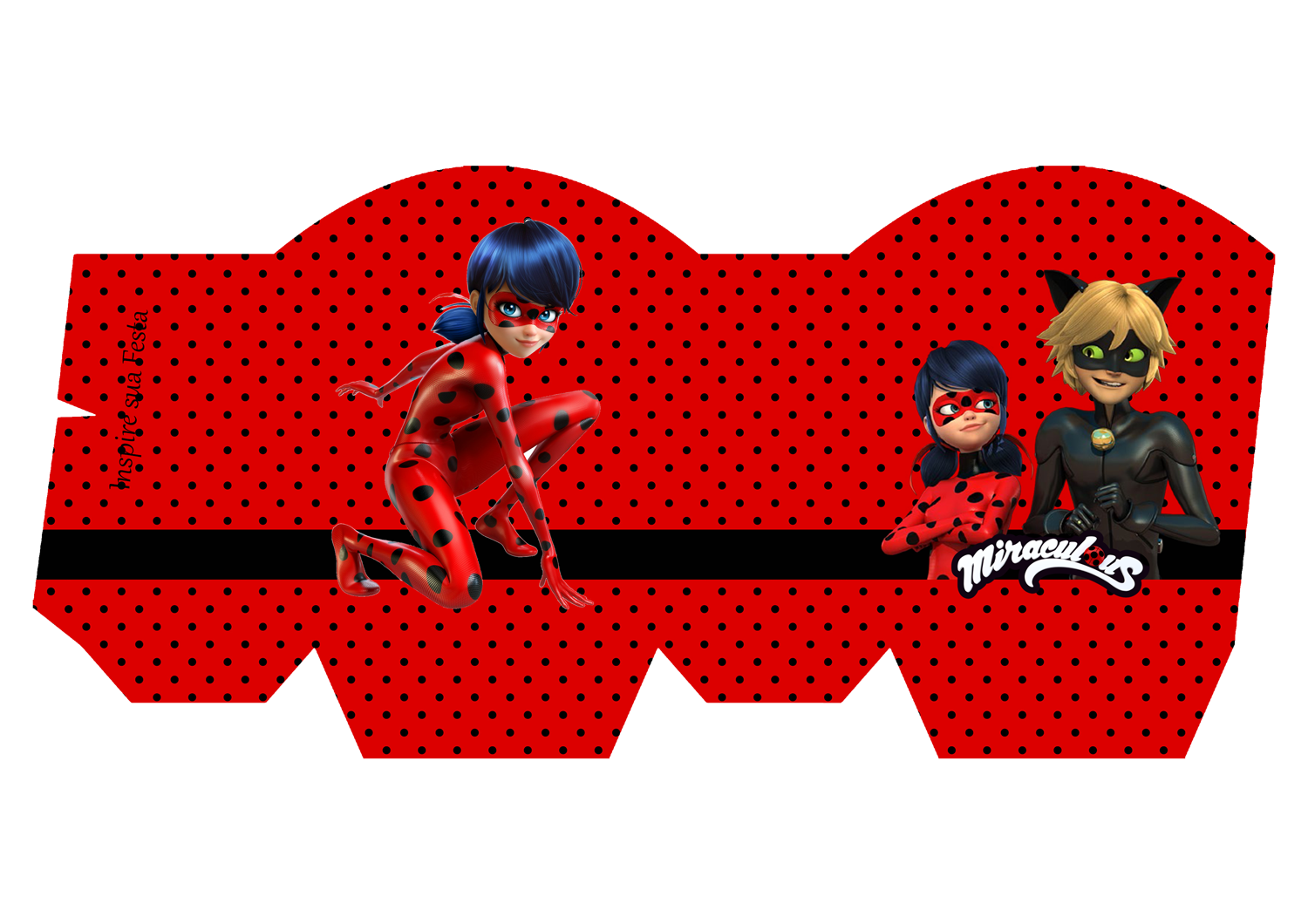 Convite Caixa Fundo Miraculous Ladybug - Fazendo a Nossa Festa