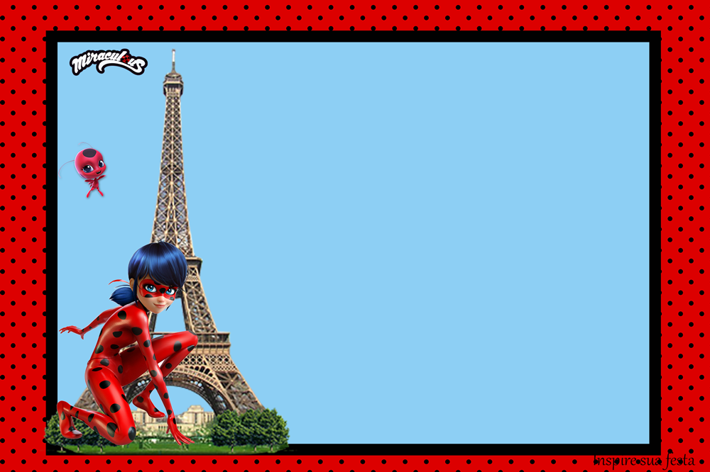 Convite Caixa Fundo Miraculous Ladybug - Fazendo a Nossa Festa