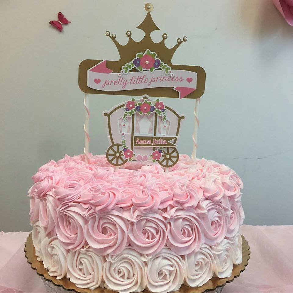 Bolo Fake Falso Tema Princesa Realeza Rosa E Dourado Coroa