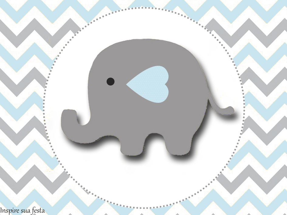 Elefantinho Chevron cinza e azul: Kit festa grátis para imprimir
