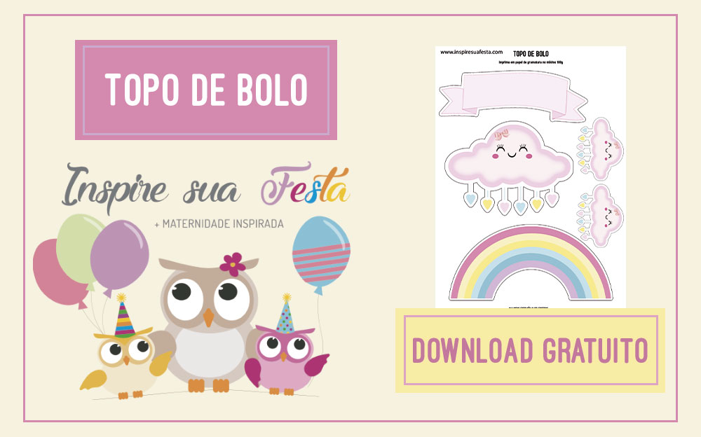 Topo de bolo Chuva de amor para imprimir