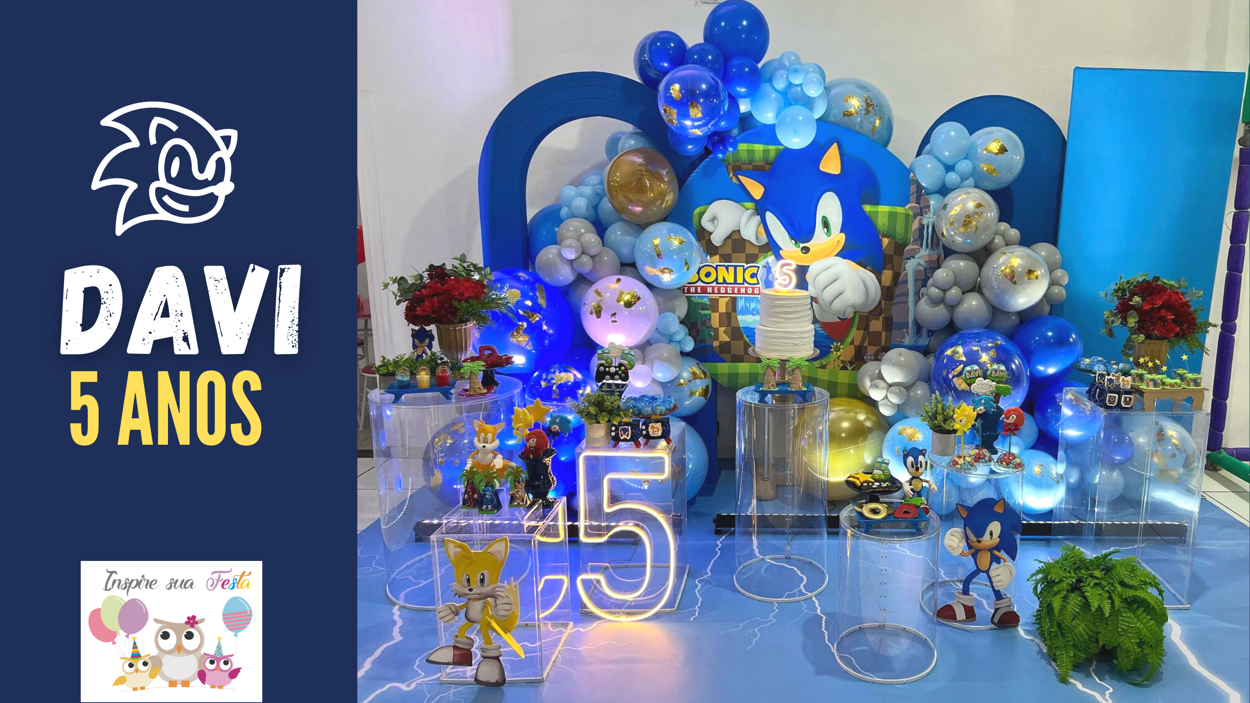 Decoração de festa infantil Sonic – 5 anos do meu Davi