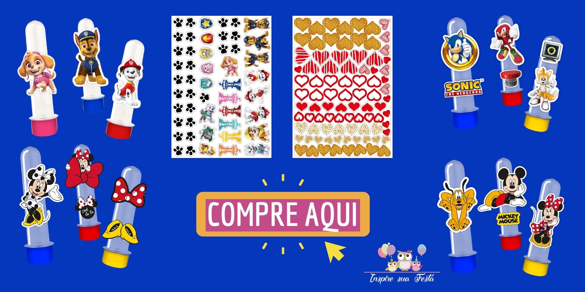 MINI PERSONAGENS DECORATIVOS FESTA SONIC THE HEDGEHOG - 50 UNIDADES